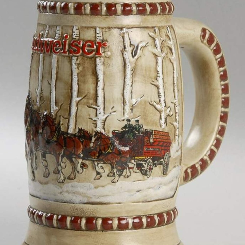 Budweiser Stein Snowy Woodland Cs50 Anheuser Busch Christmas Beer Mug